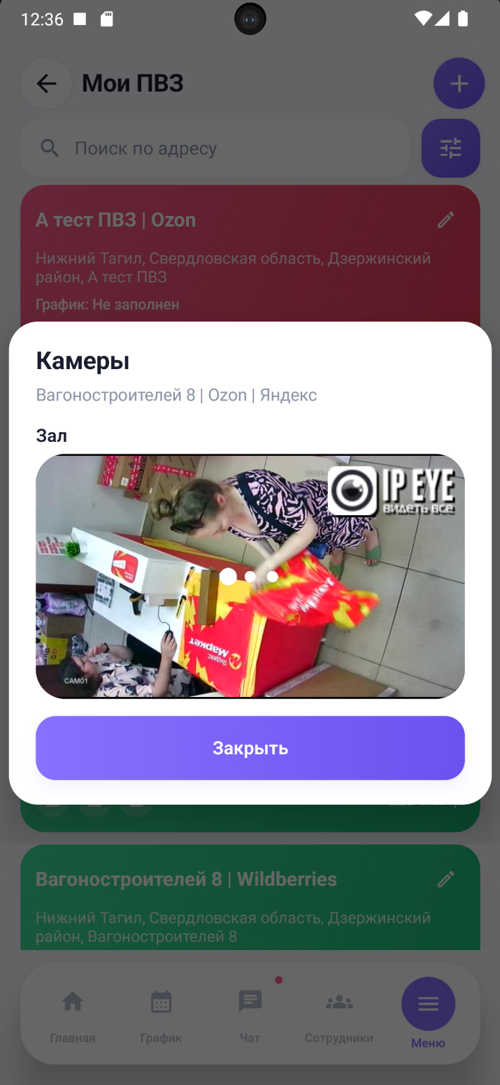 Экран просмотра камеры